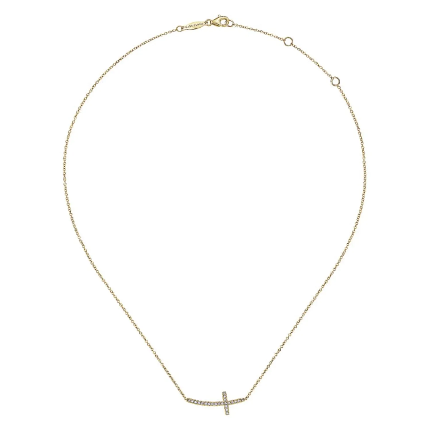 Gabriel & Co. Diamond Sideways Curved Cross Necklace