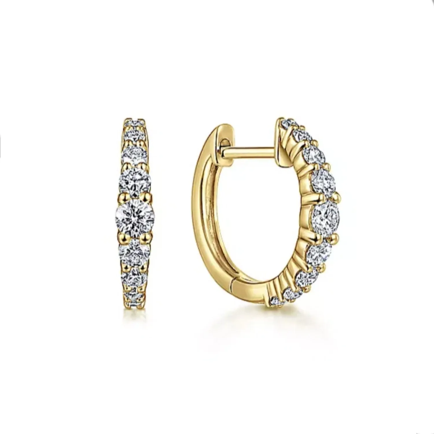 Gabriel & Co. Graduating Round Cut Diamond Huggies