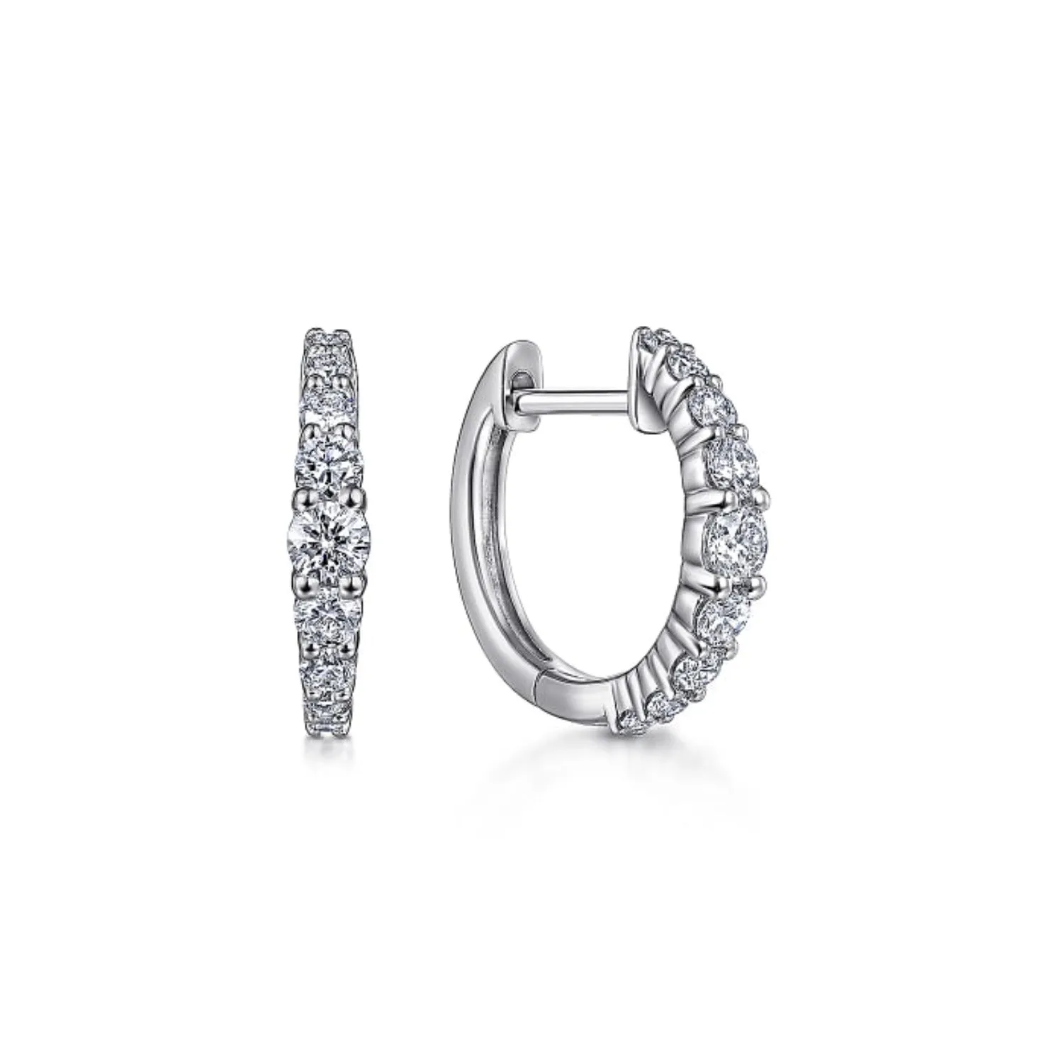 Gabriel & Co. Graduating Round Cut Diamond Huggies