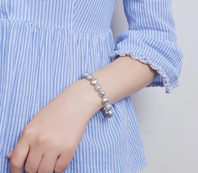 Genuine Natural Freshwater Baroque Pearl Bracelet Bangles For Women Charm Jewelry