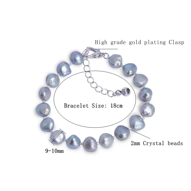 Genuine Natural Freshwater Baroque Pearl Bracelet Bangles For Women Charm Jewelry
