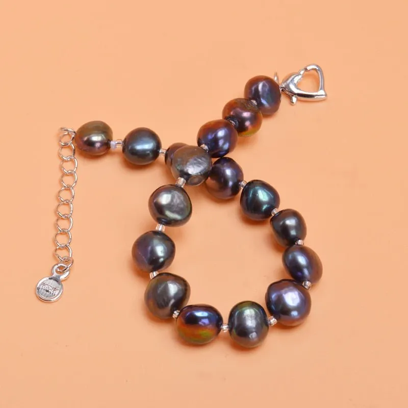 Genuine Natural Freshwater Baroque Pearl Bracelet Bangles For Women Charm Jewelry