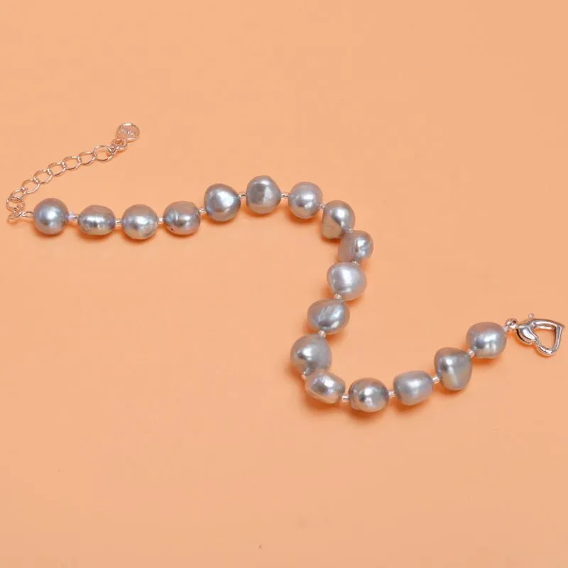 Genuine Natural Freshwater Baroque Pearl Bracelet Bangles For Women Charm Jewelry
