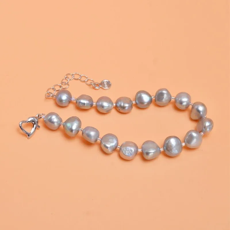 Genuine Natural Freshwater Baroque Pearl Bracelet Bangles For Women Charm Jewelry