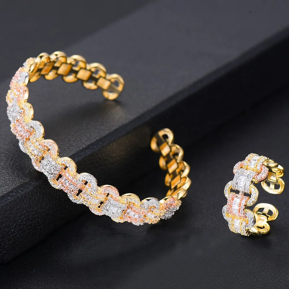 Genuine Vintage African Ring Bracelet Golden Bridal Jewelry Sets Women Jewelry