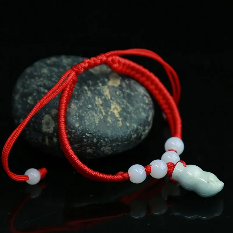 Geometric Natural Jade Red Rope Braid Bracelets