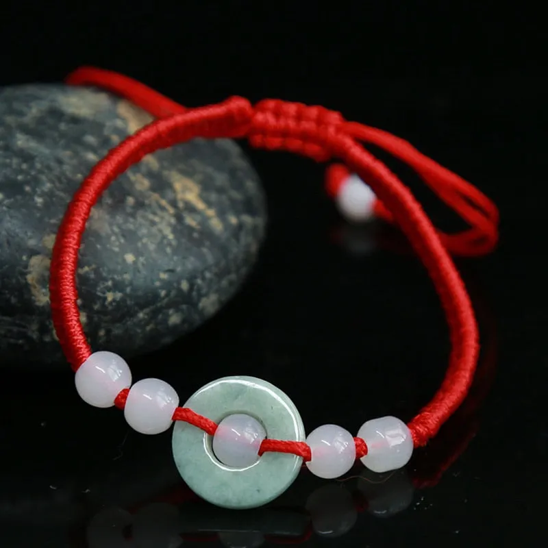 Geometric Natural Jade Red Rope Braid Bracelets