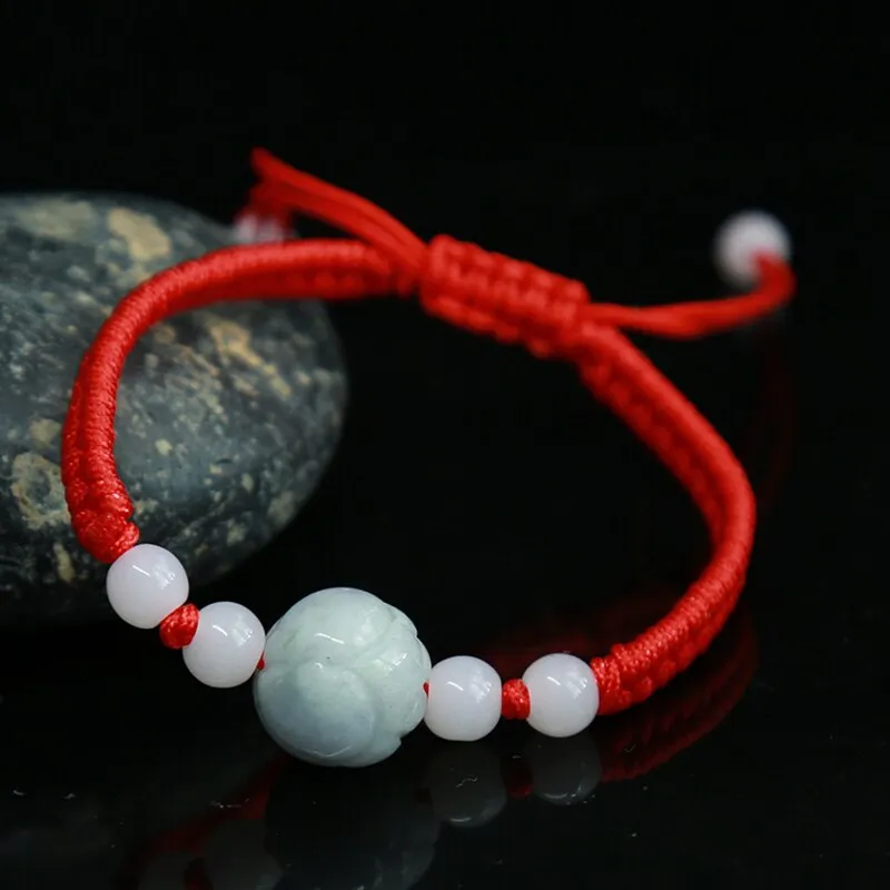 Geometric Natural Jade Red Rope Braid Bracelets