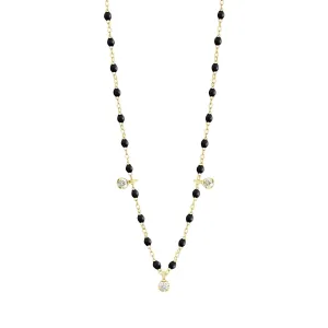 GIGI CLOZEAU- Classic Gigi Supreme Necklace- 3 Diamonds 18"- BLACK