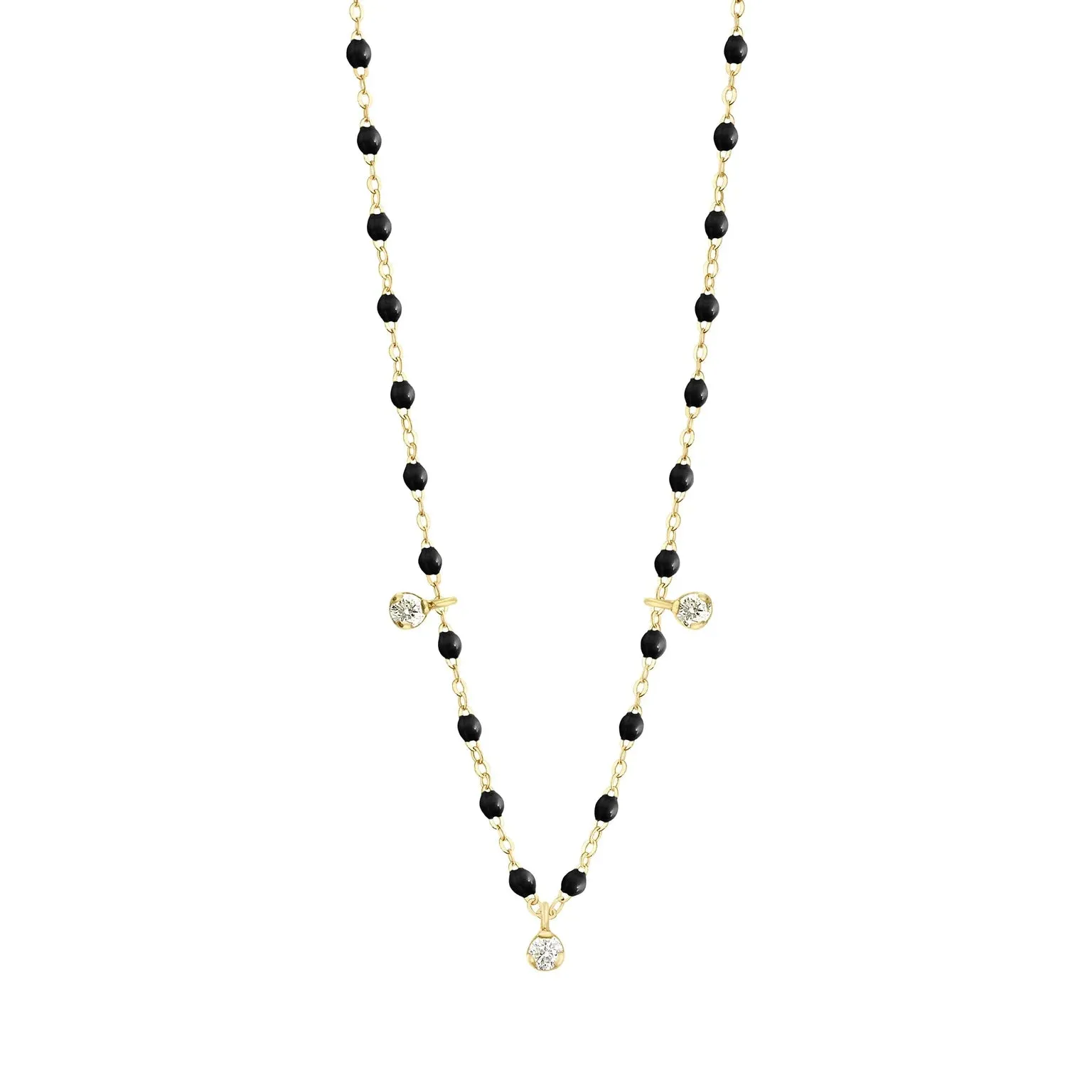 GIGI CLOZEAU- Classic Gigi Supreme Necklace- 3 Diamonds 18"- BLACK
