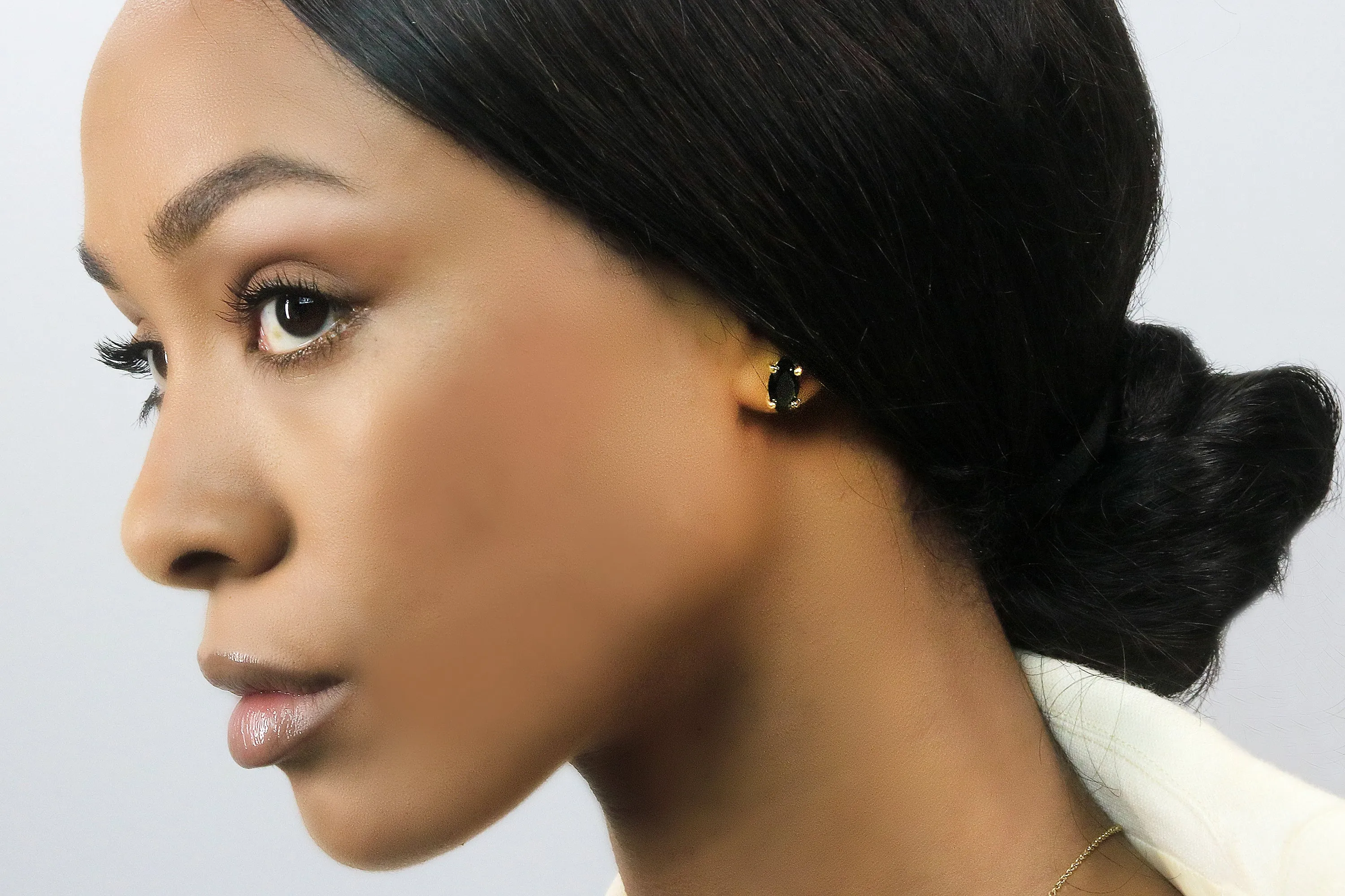 Glamorous Black Onyx Gold Earrings
