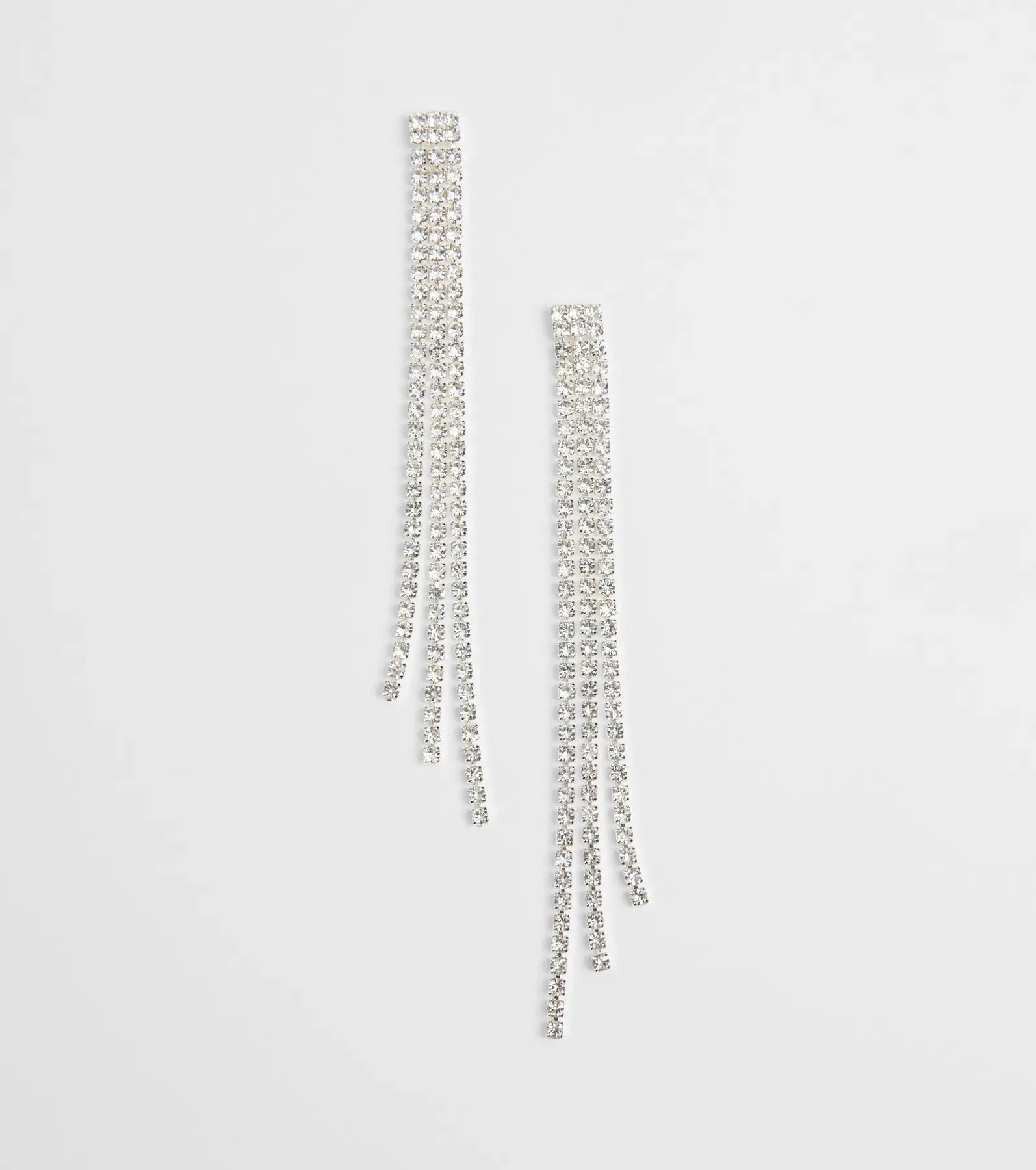 Glamorous Drama Rhinestone Fringe Earrings