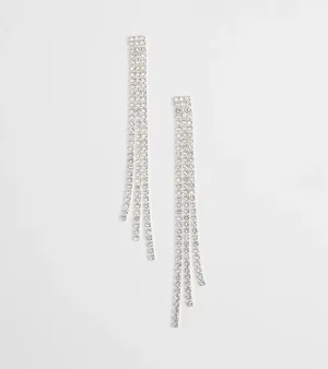 Glamorous Drama Rhinestone Fringe Earrings