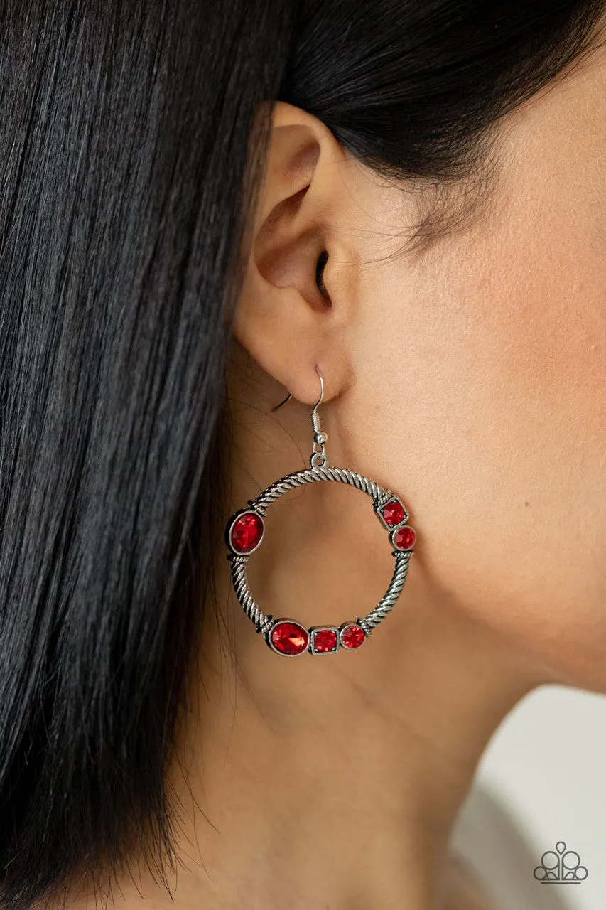 Glamorous Garland Red Paparazzi Earrings