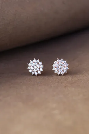 Glorious Floral Rose Gold Plated Sterling Silver Stud Earrings
