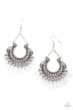 GLOW Down In Flames White Paparazzi Earrings