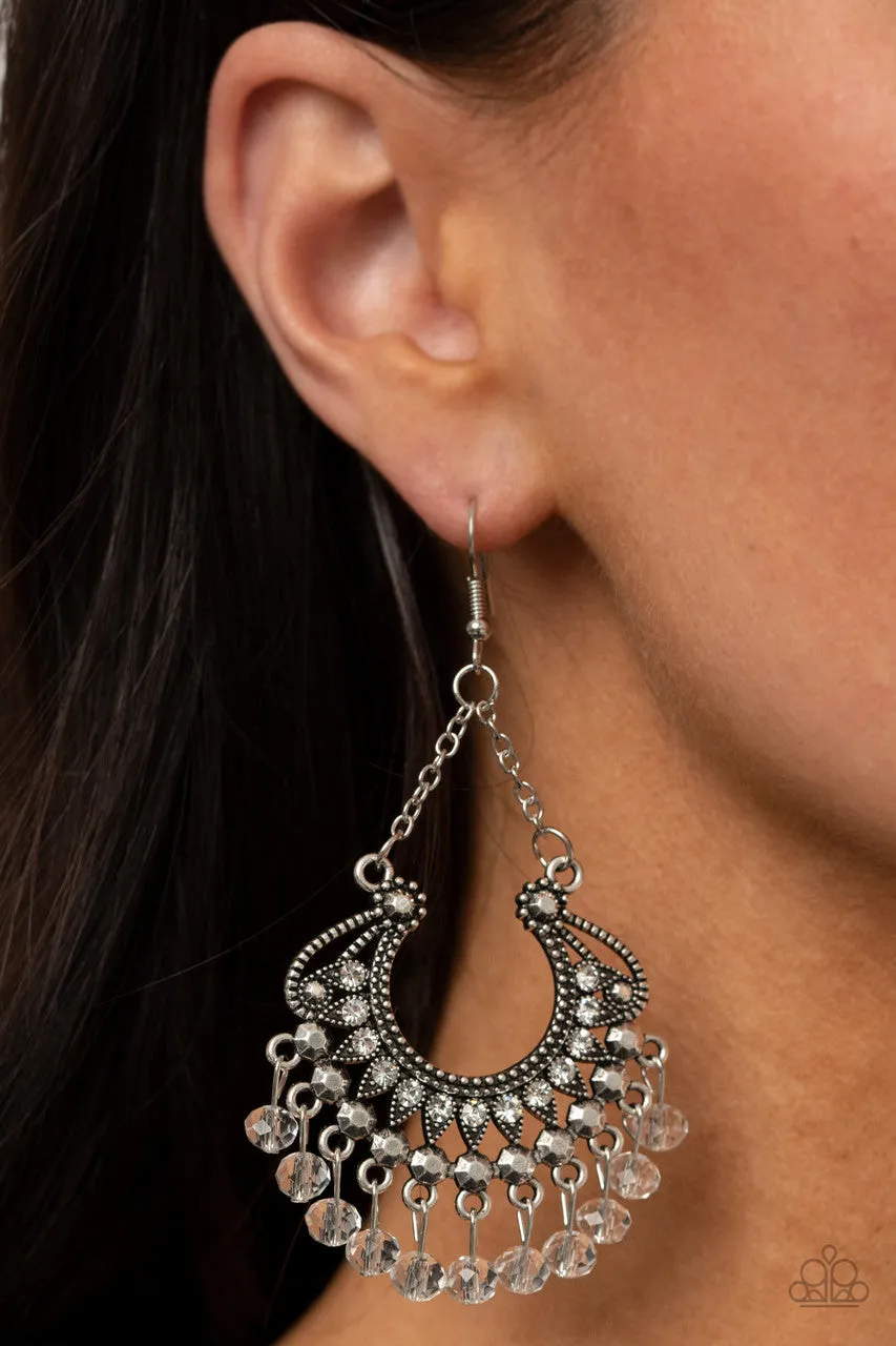 GLOW Down In Flames White Paparazzi Earrings