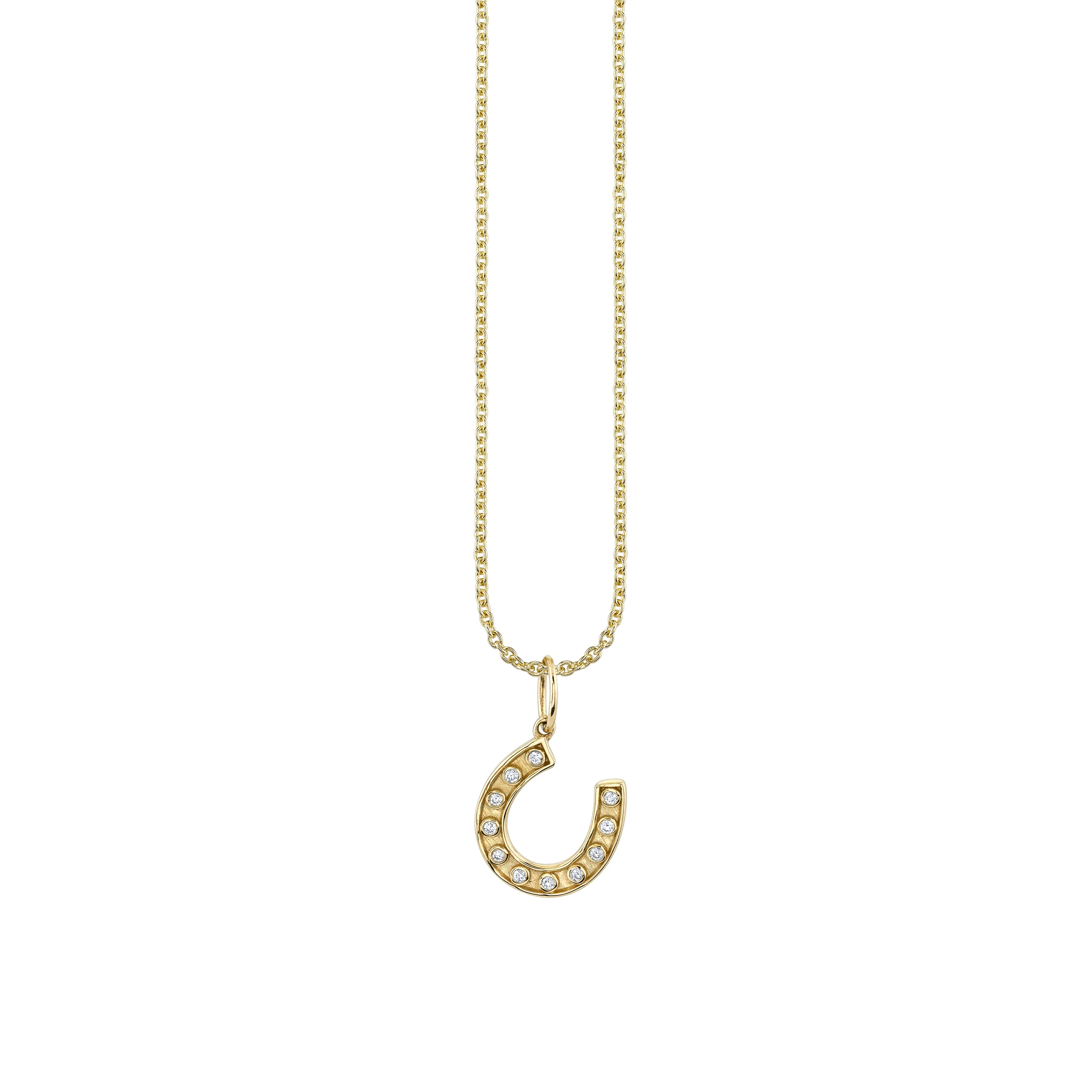 Gold & Bezel Diamond Small Horseshoe Charm