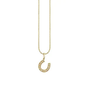 Gold & Bezel Diamond Small Horseshoe Charm