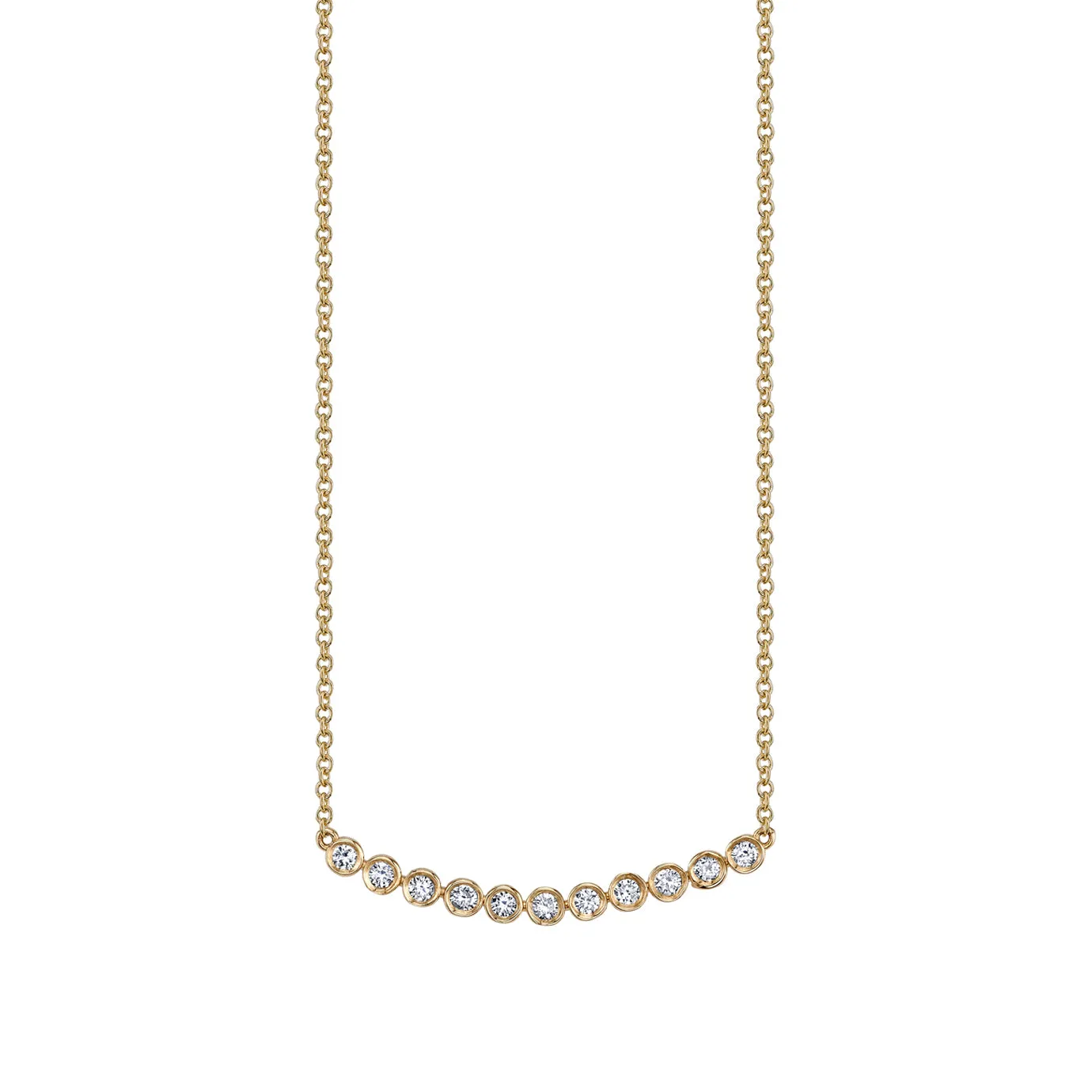 Gold & Diamond 11 Stone Bezel Necklace