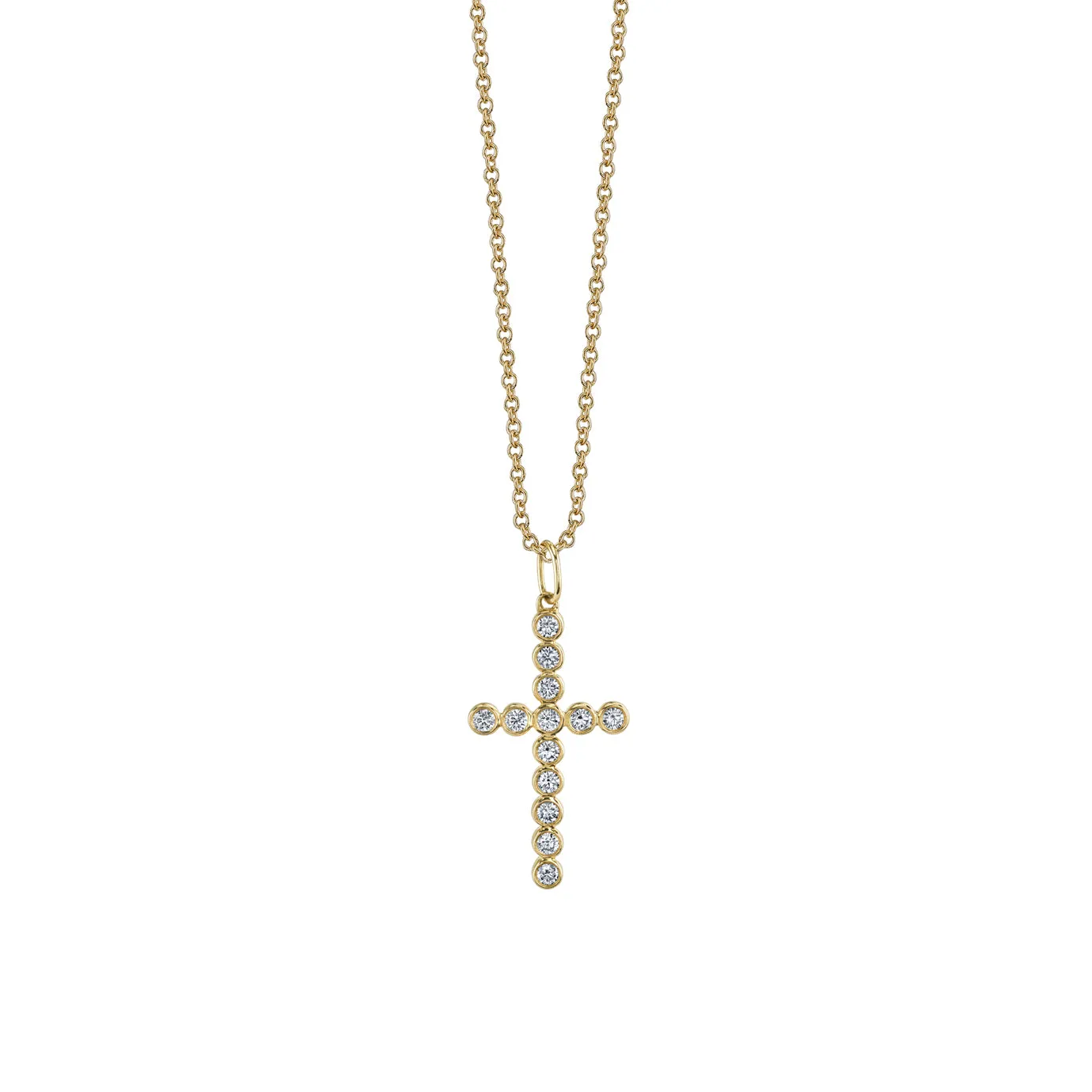 Gold & Diamond Bezel Cross Charm