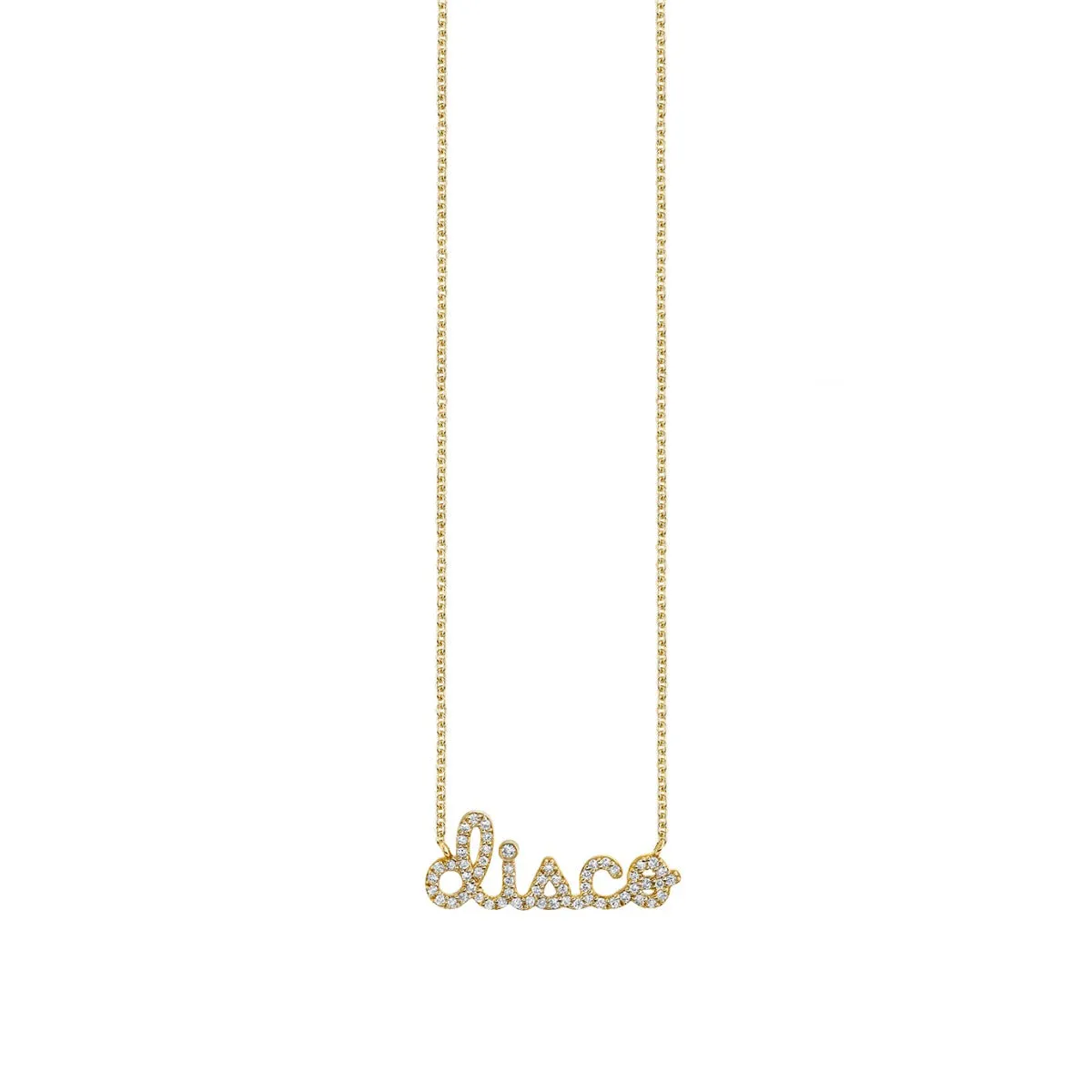 Gold & Diamond Disco Script Necklace