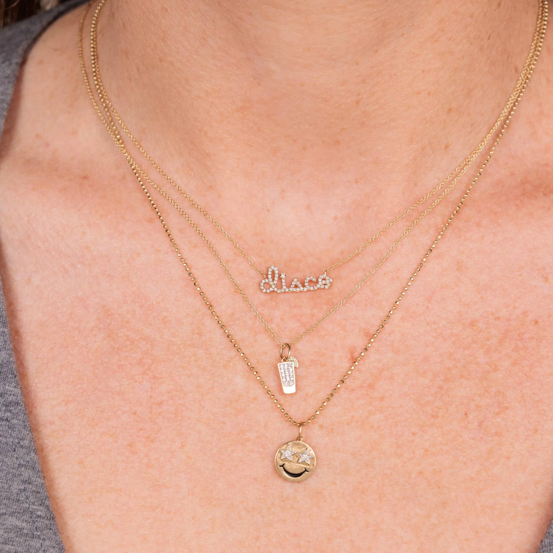 Gold & Diamond Disco Script Necklace