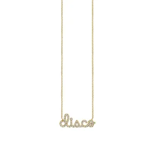 Gold & Diamond Disco Script Necklace