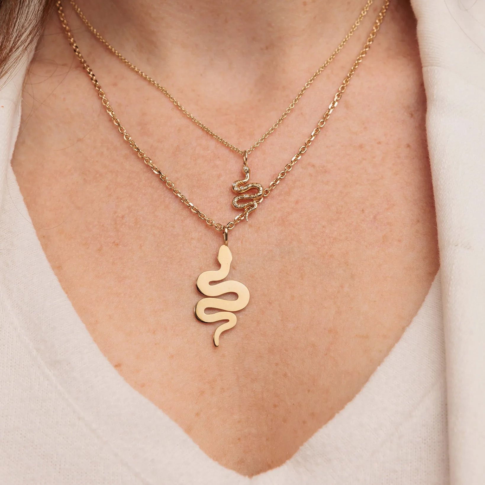 Gold & Diamond Etched Snake Charm