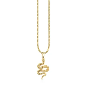 Gold & Diamond Etched Snake Charm