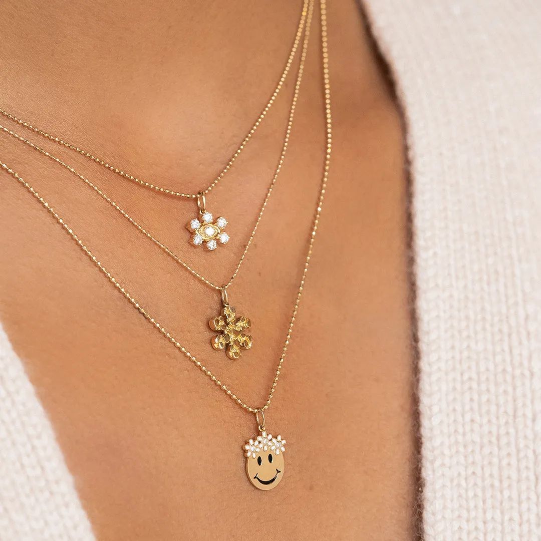 Gold & Diamond Flower Power Happy Face Charm
