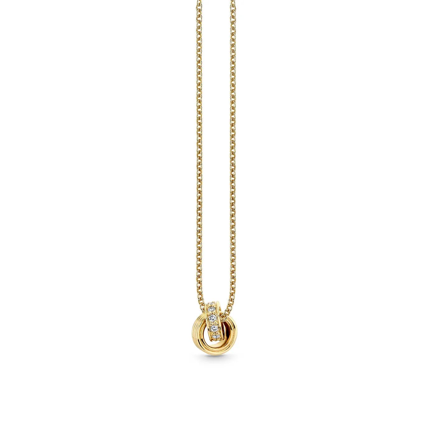 Gold & Diamond Fluted Linked Ring Charm
