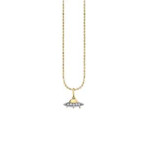 Gold & Diamond Flying Saucer Charm