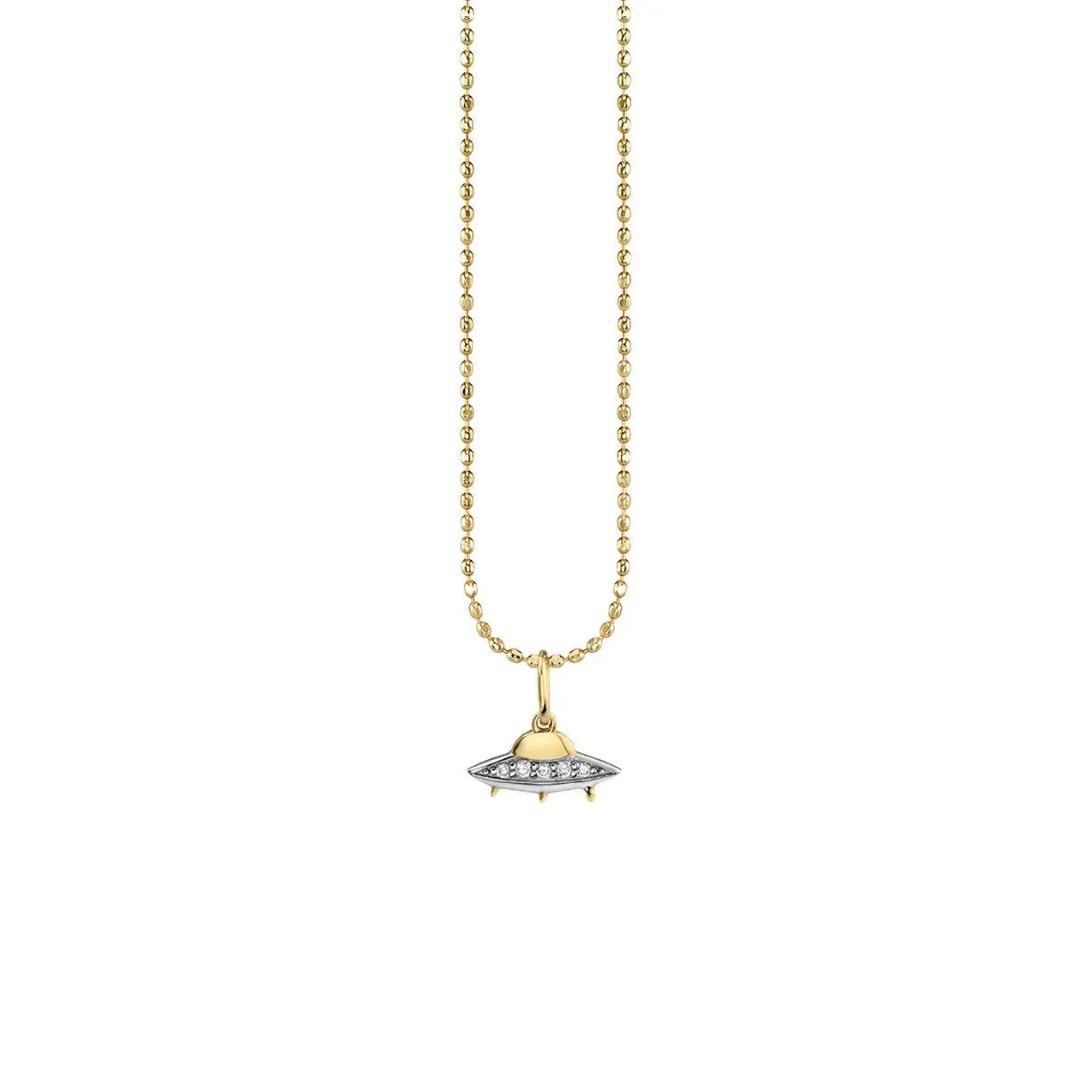 Gold & Diamond Flying Saucer Charm