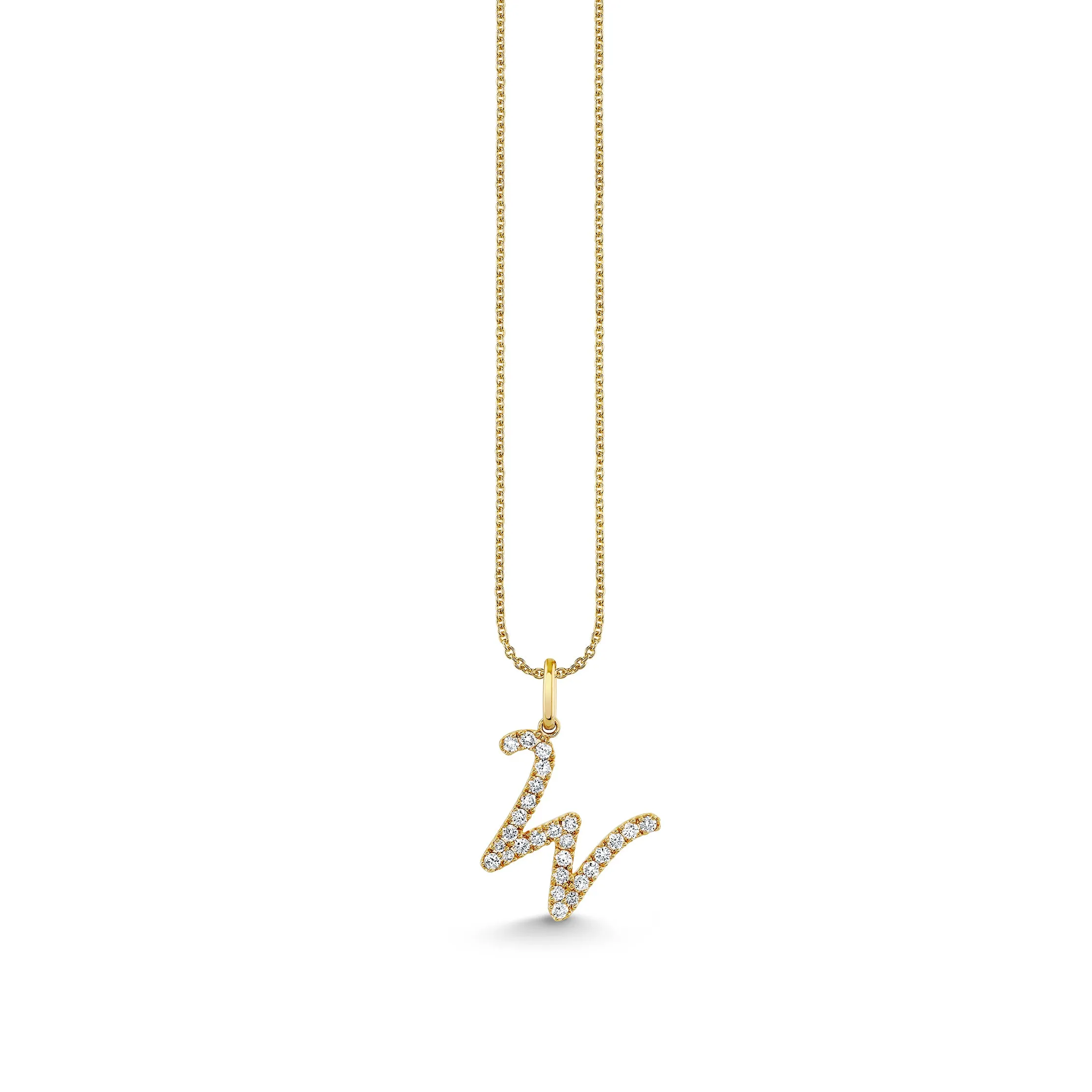 Gold & Diamond Large Initial Charm Necklace