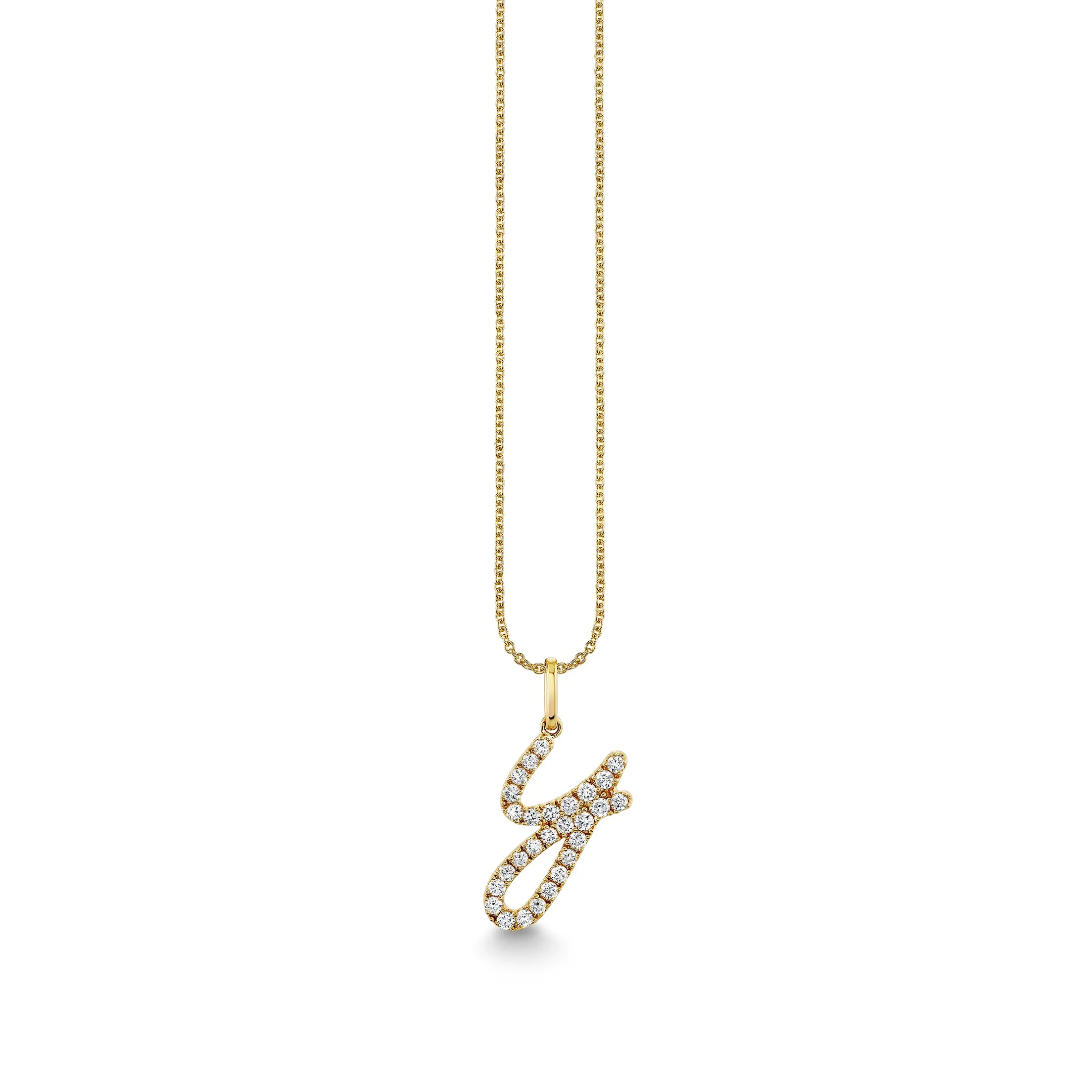 Gold & Diamond Large Initial Charm Necklace