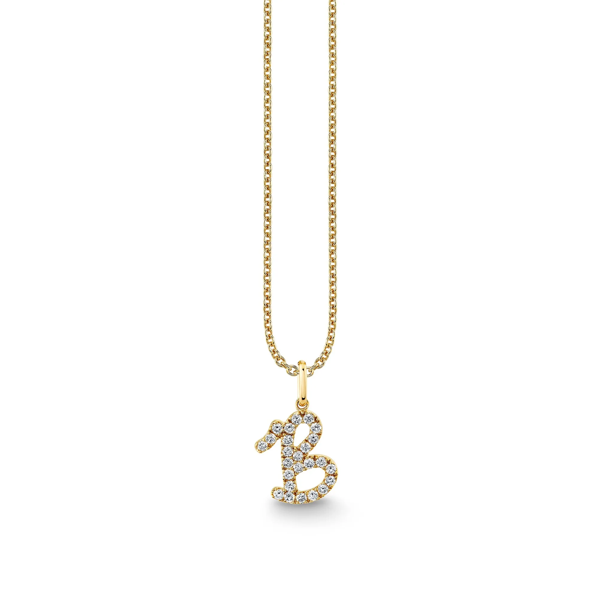 Gold & Diamond Large Initial Charm Necklace