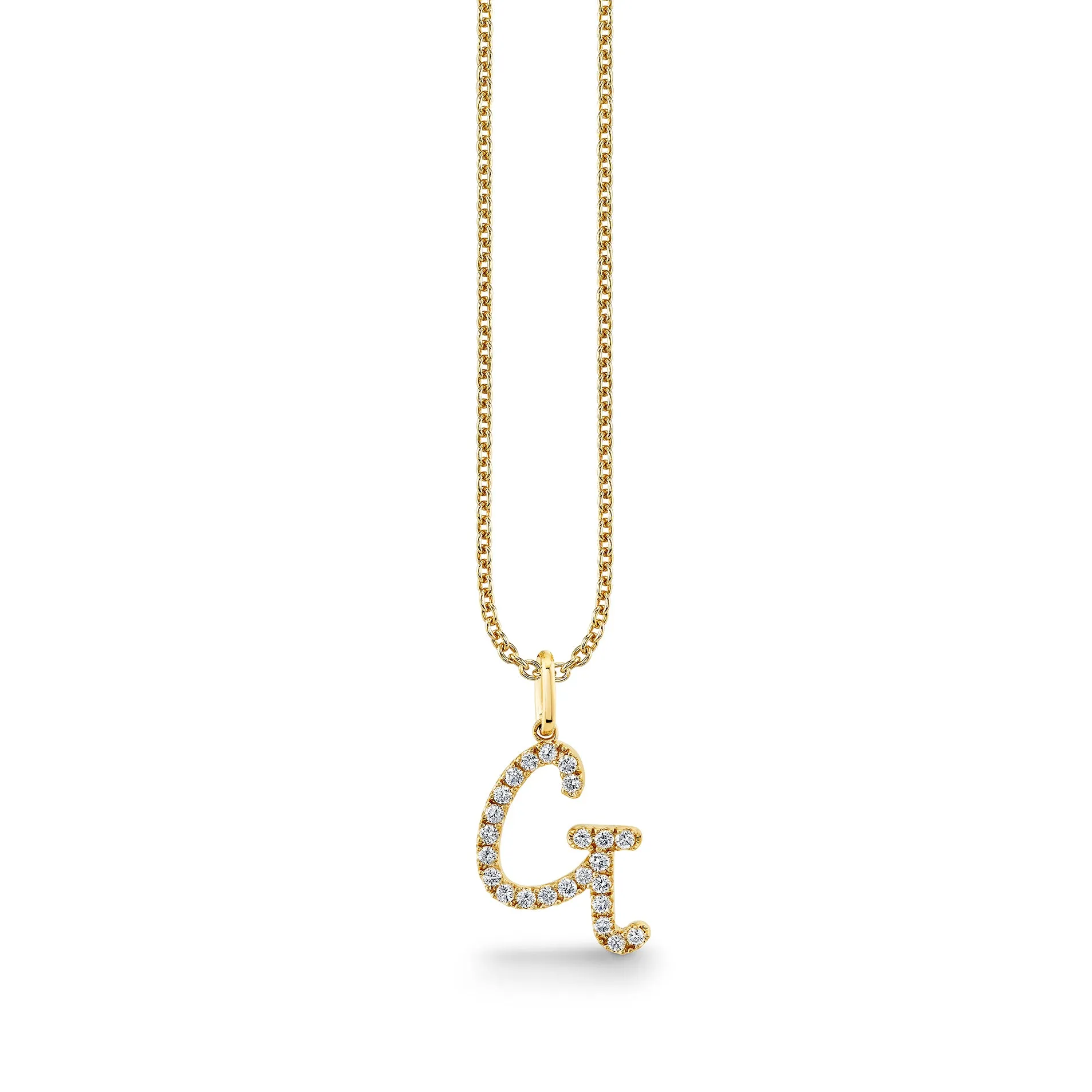 Gold & Diamond Large Initial Charm Necklace