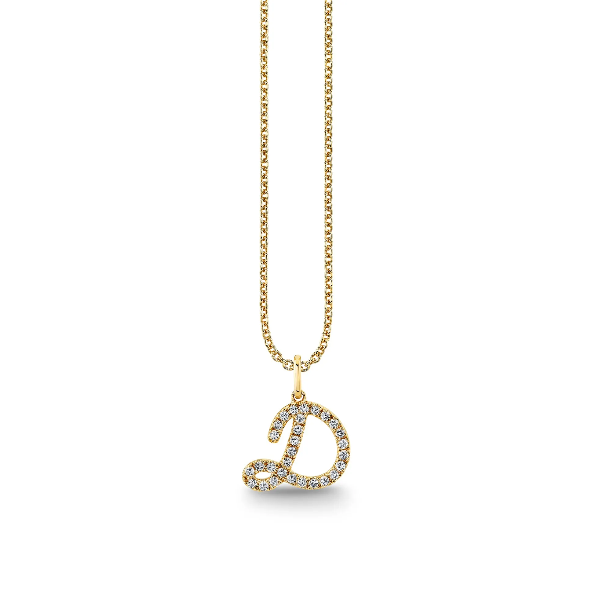 Gold & Diamond Large Initial Charm Necklace