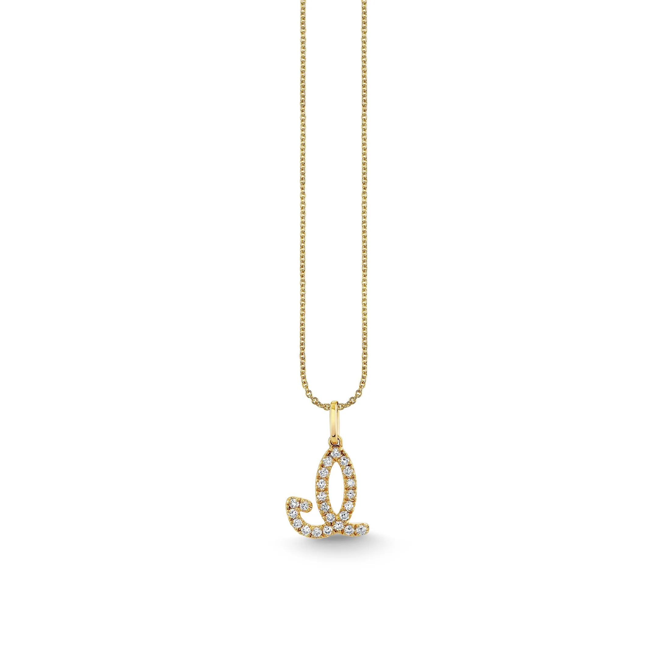 Gold & Diamond Large Initial Charm Necklace