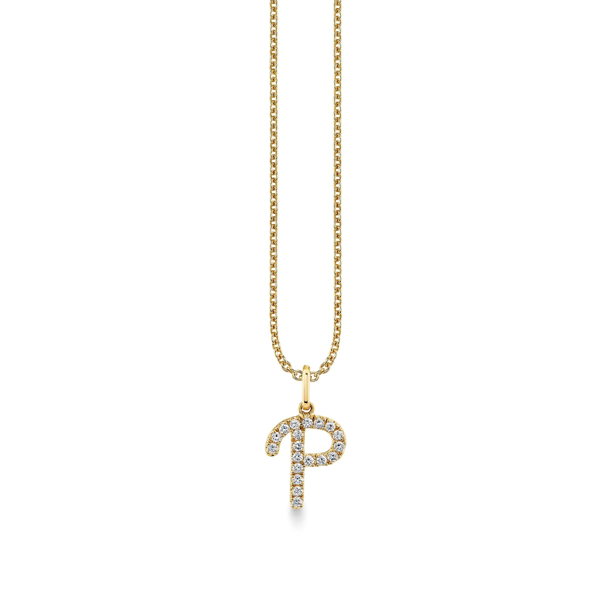 Gold & Diamond Large Initial Charm Necklace