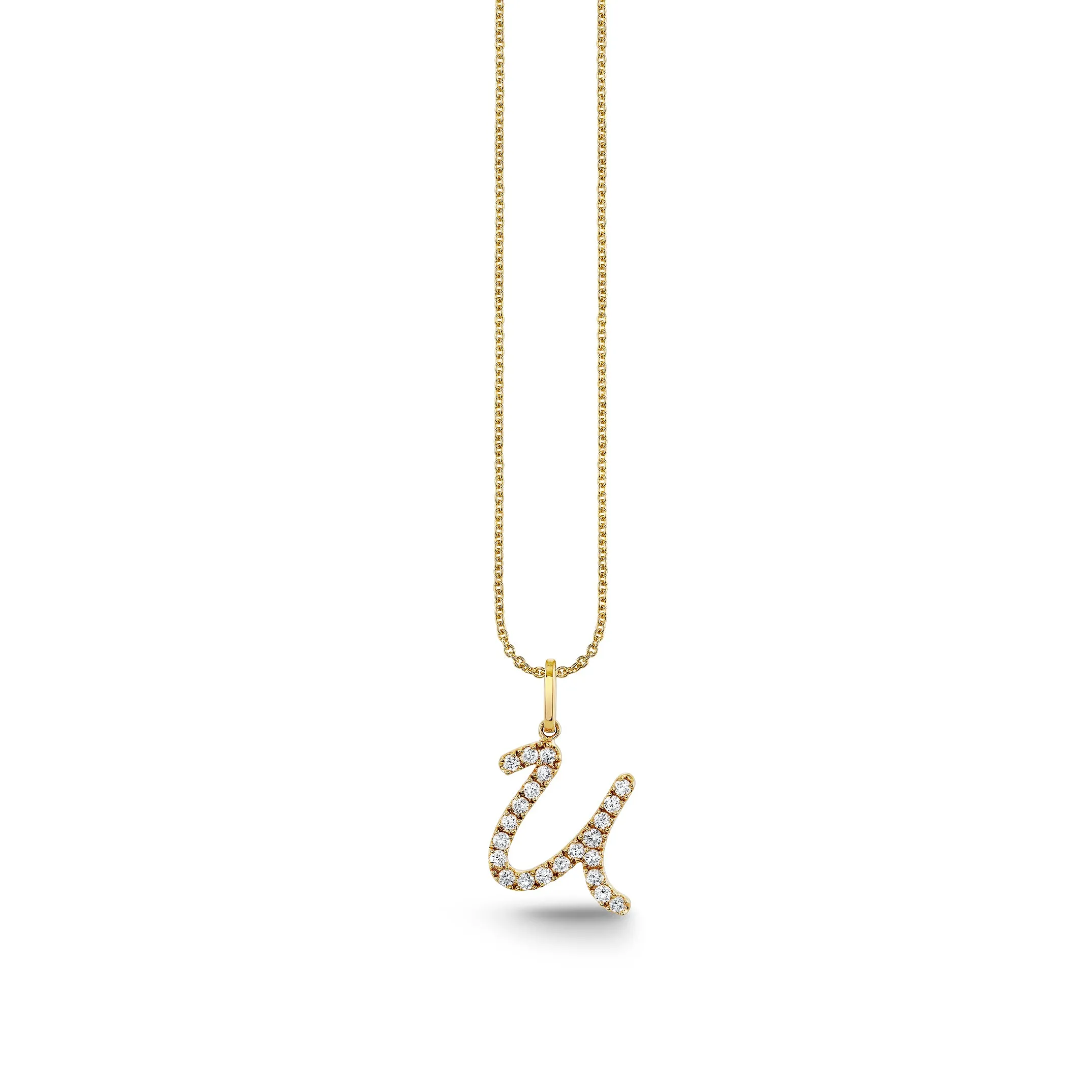 Gold & Diamond Large Initial Charm Necklace