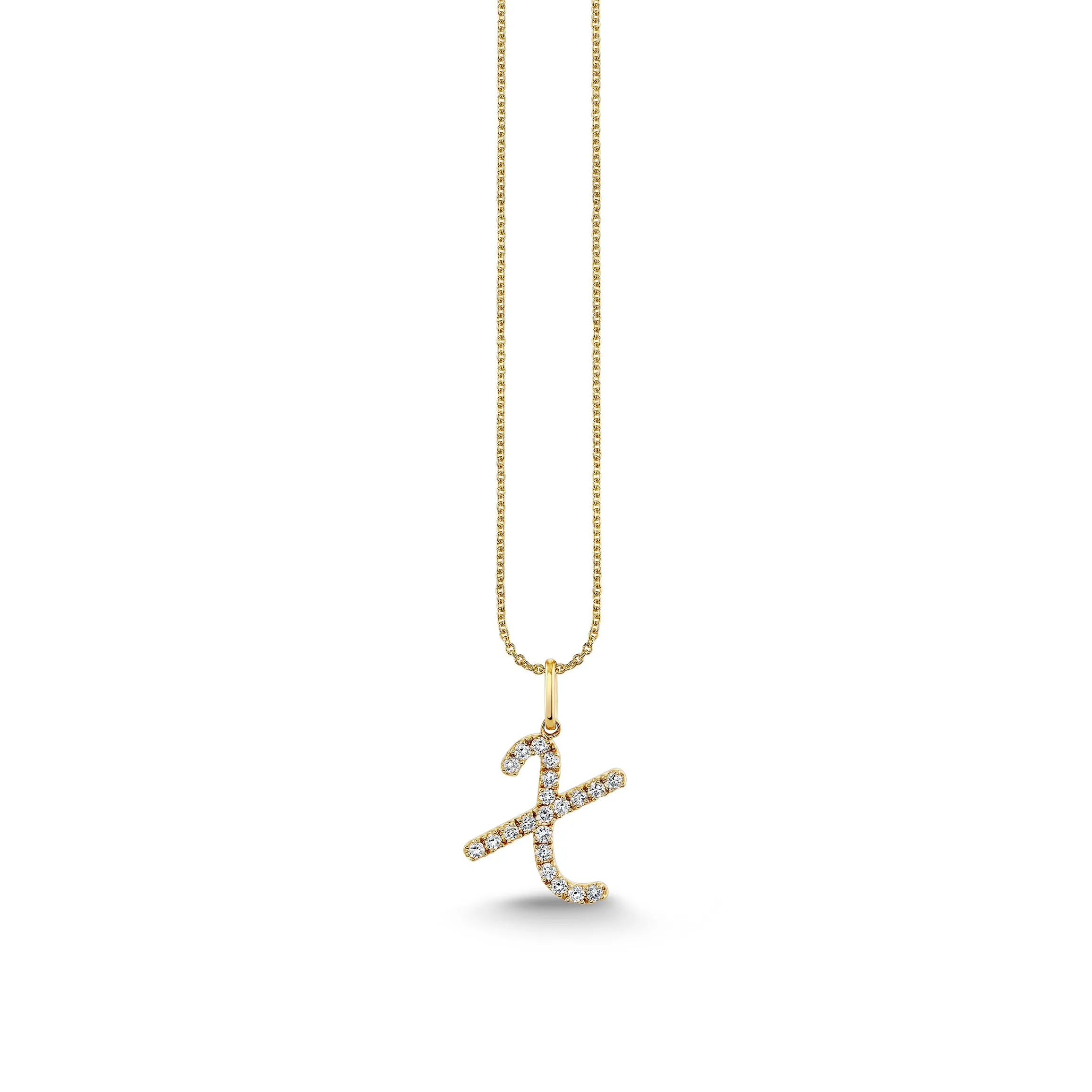 Gold & Diamond Large Initial Charm Necklace
