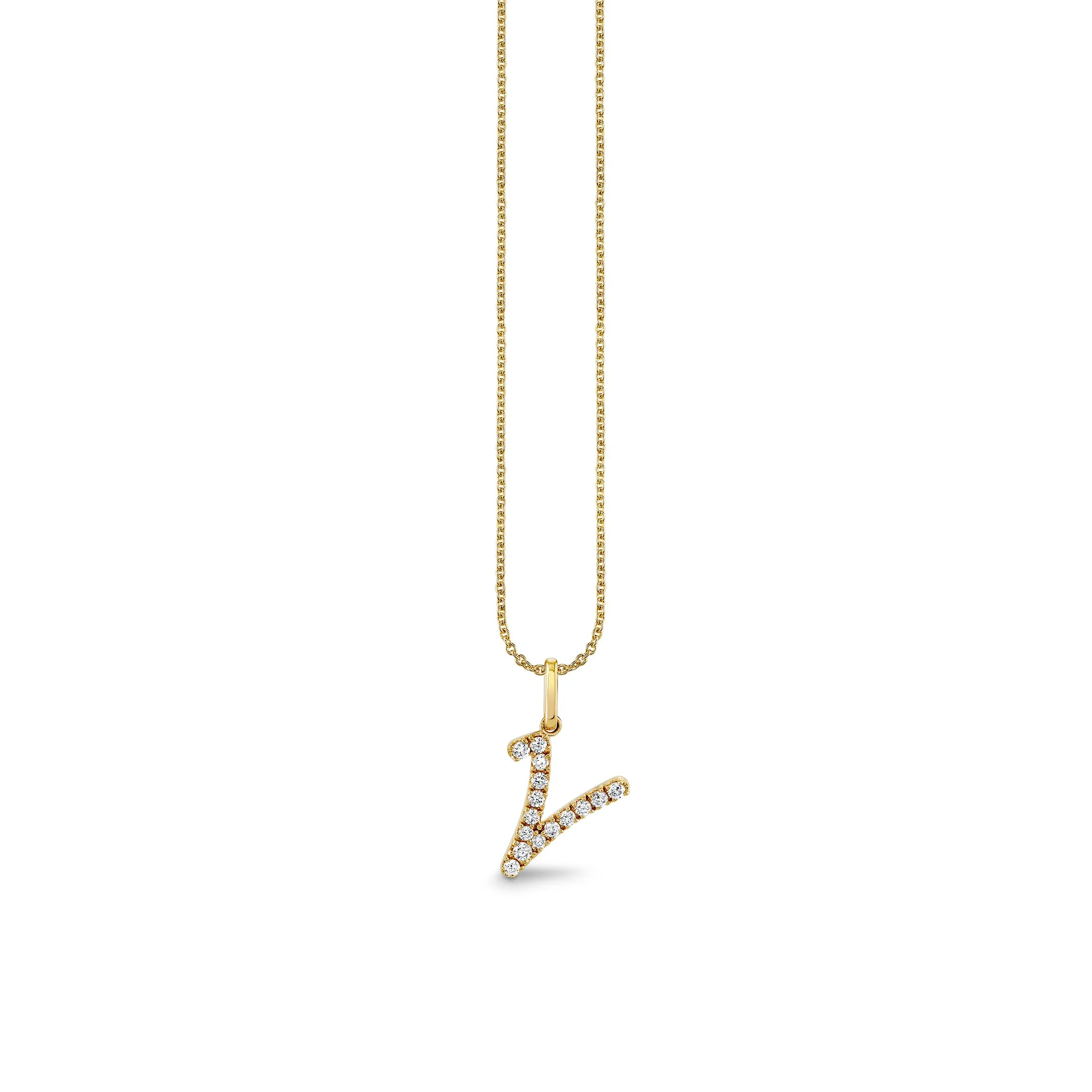 Gold & Diamond Large Initial Charm Necklace
