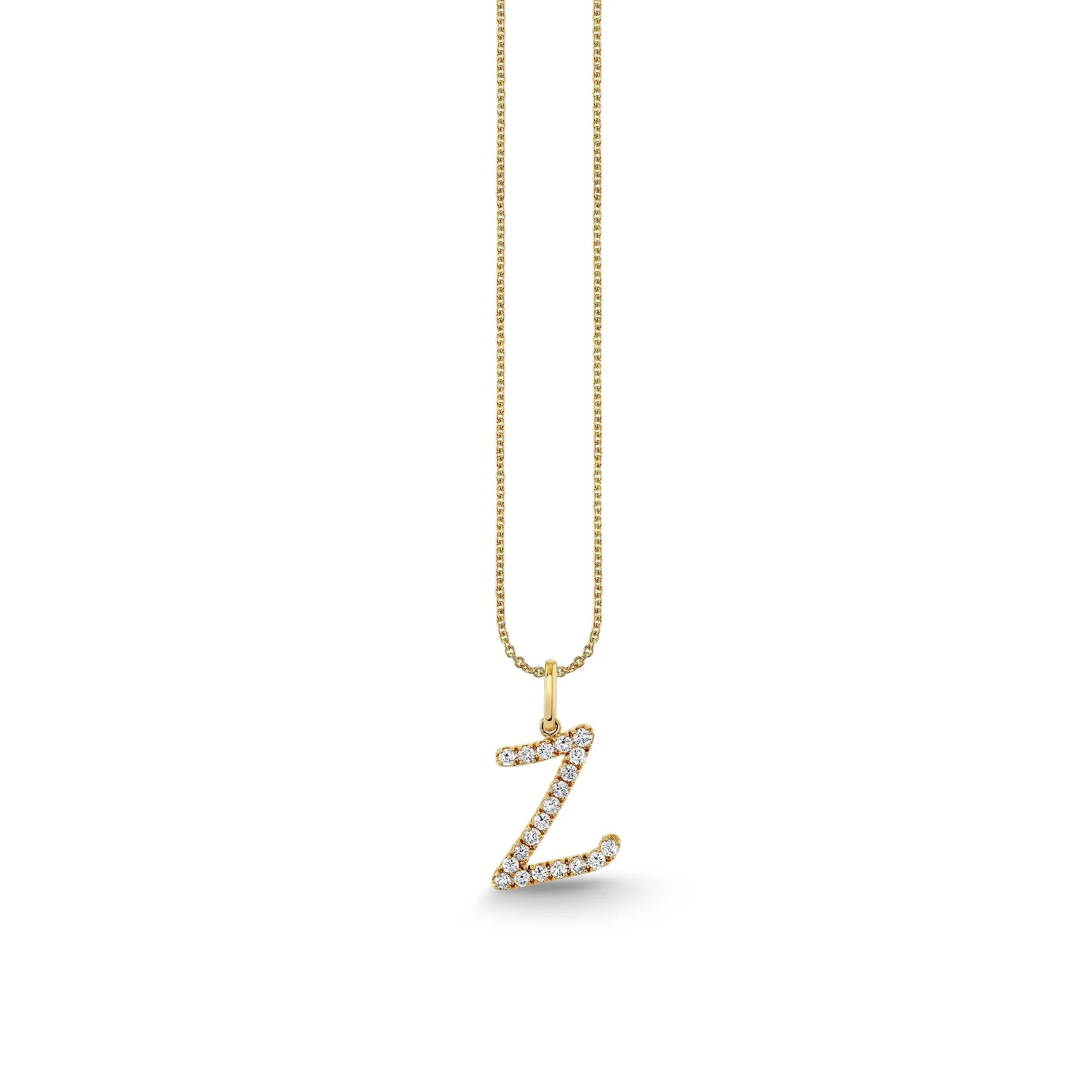 Gold & Diamond Large Initial Charm Necklace