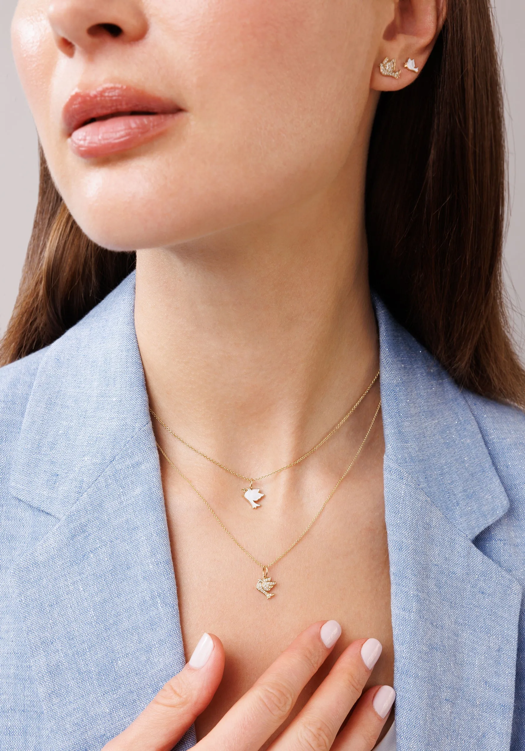 Gold & Diamond Pave Dove Charm