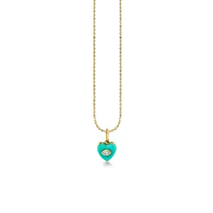 Gold & Diamond Small Carved Stone Heart Charm