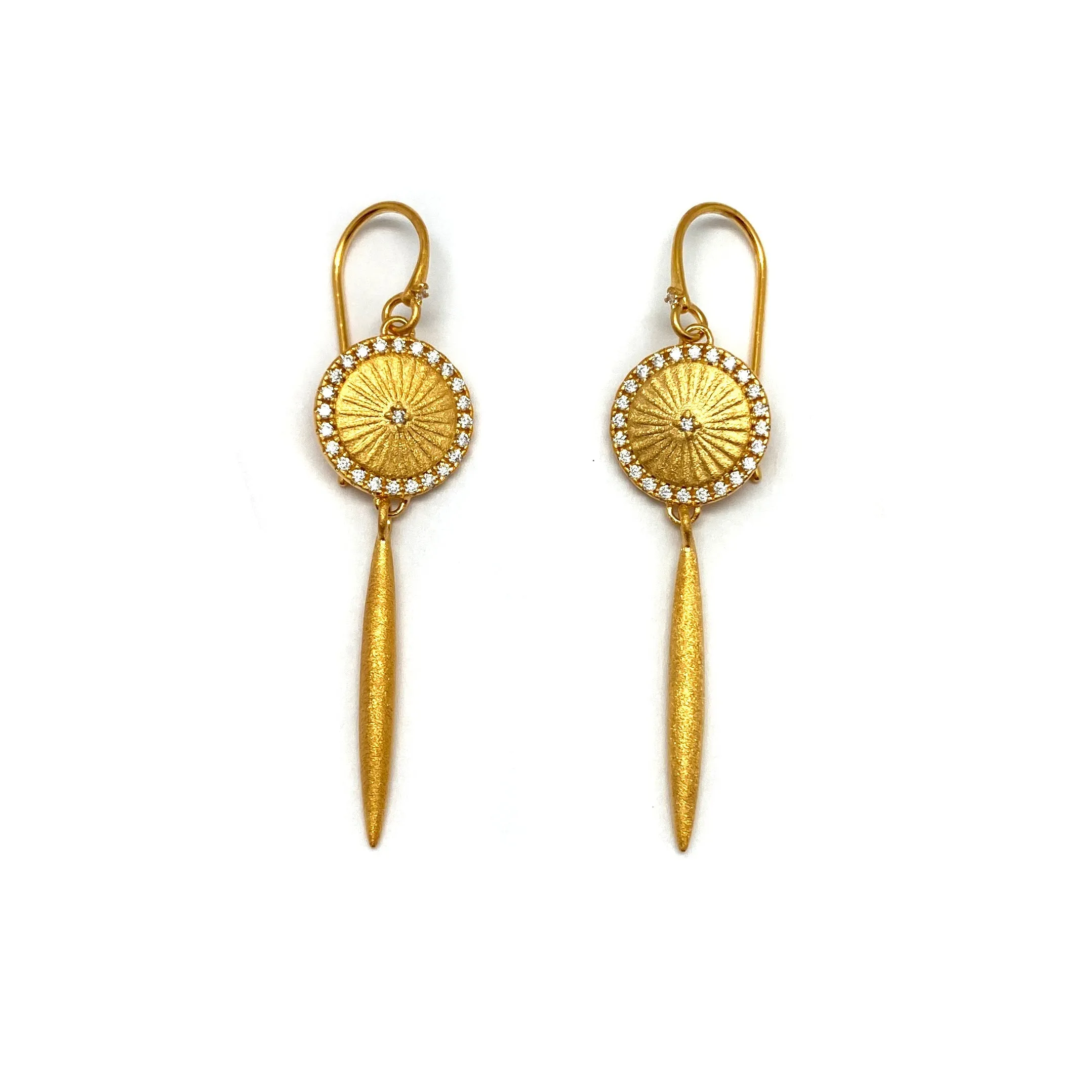 Gold and CZ Dangle Earrings