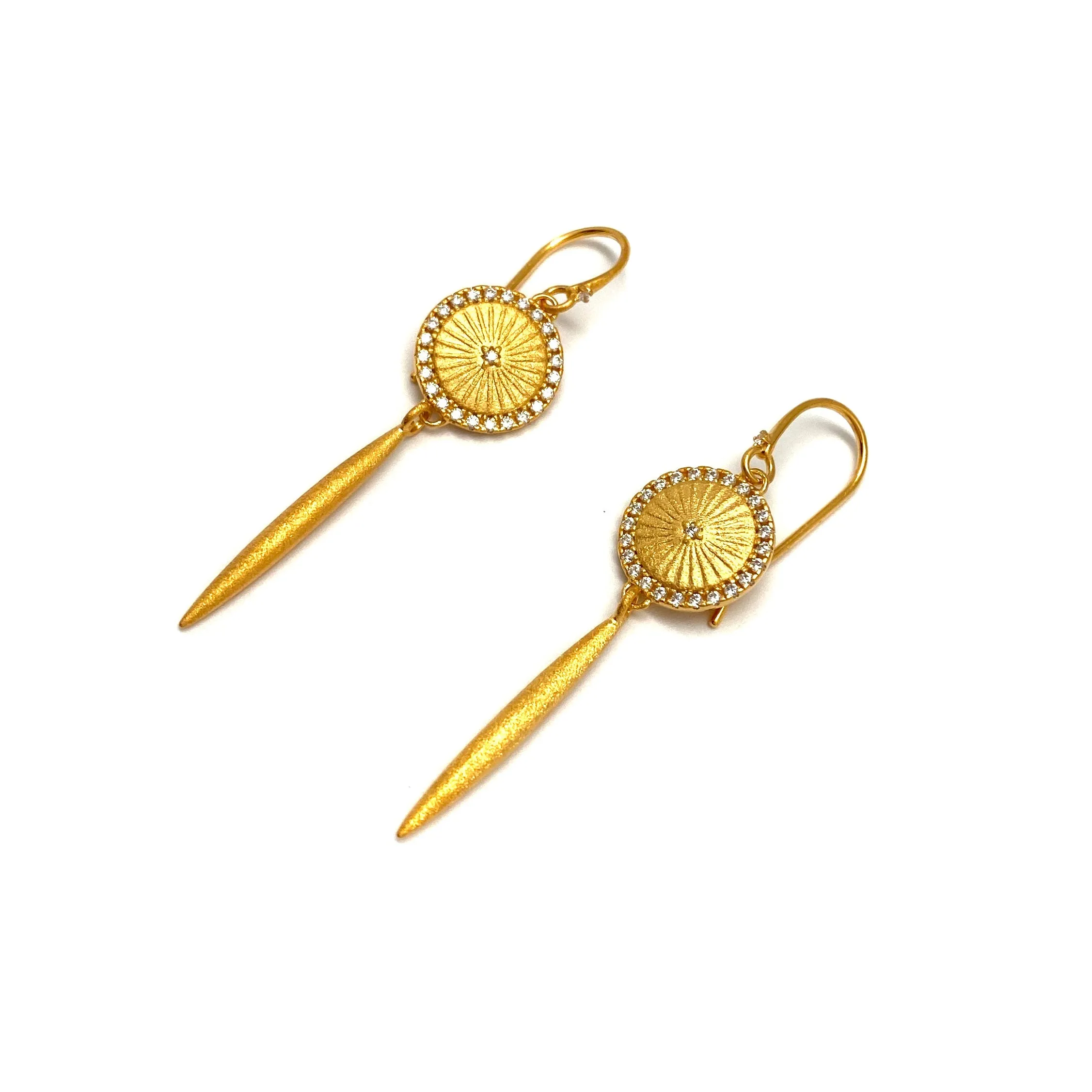 Gold and CZ Dangle Earrings