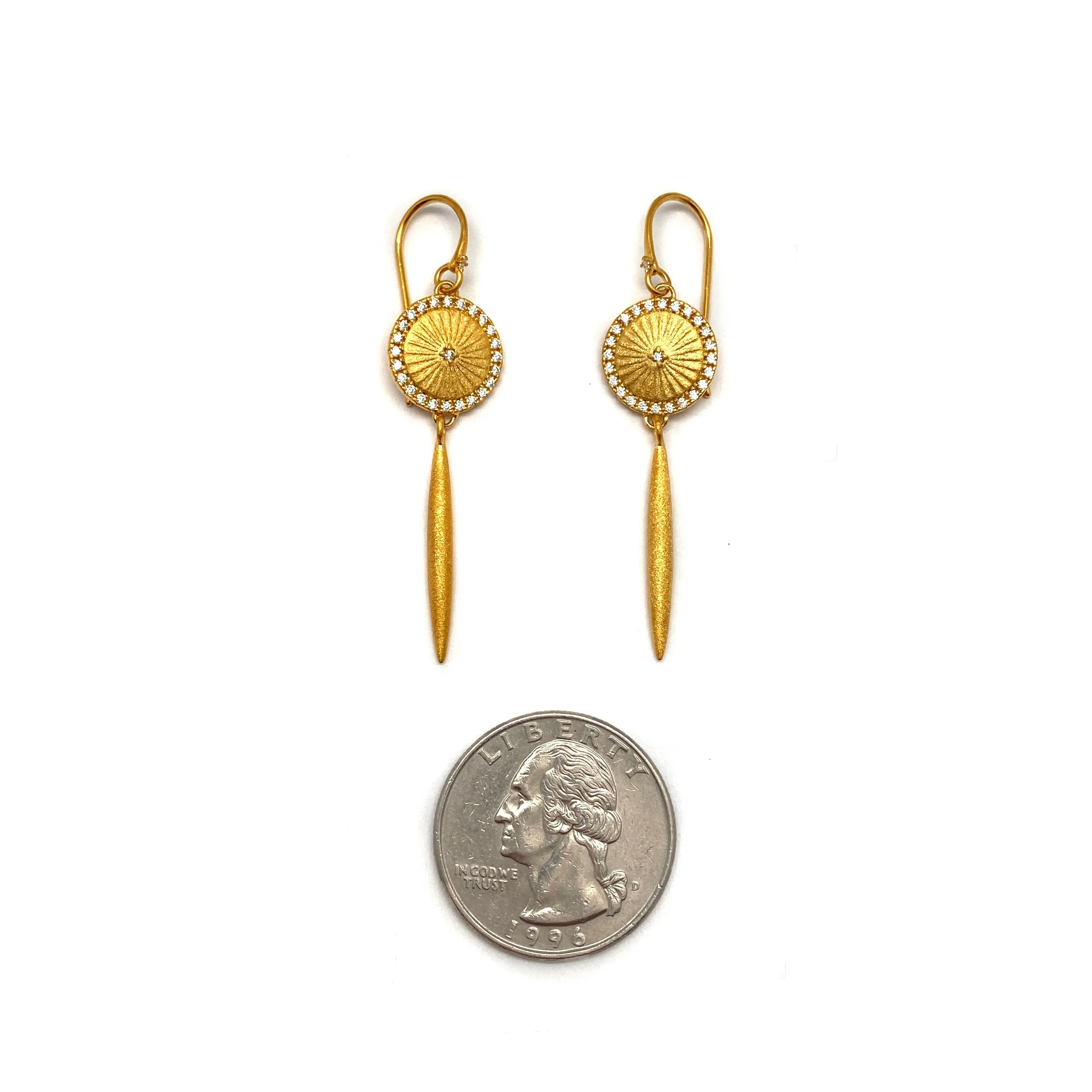 Gold and CZ Dangle Earrings